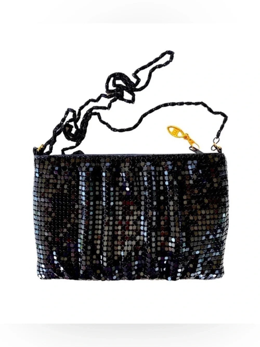 Vintage Y&S Black Metal Mesh Evening Bag | Convertible Clutch - Picture 3 of 4